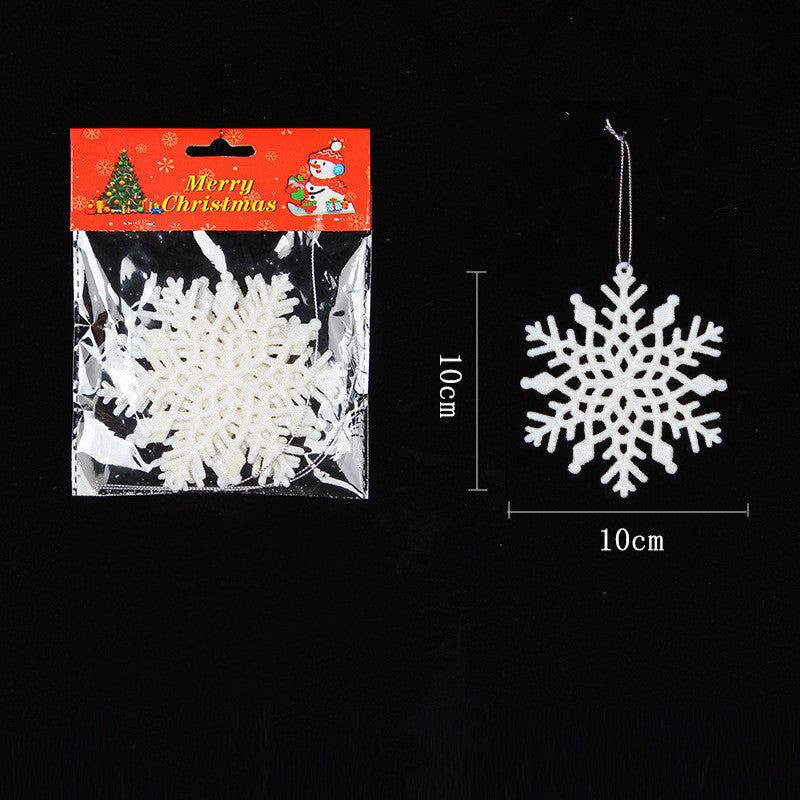image-Plastic Snowflake String Christmas Pendant - White