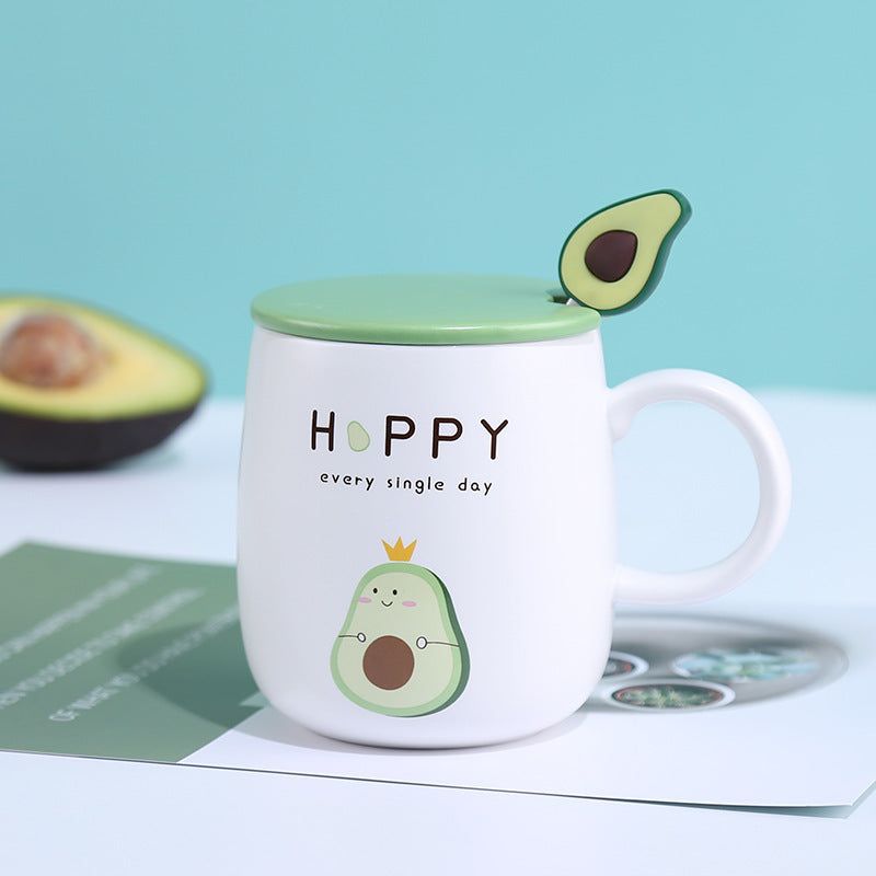 image-Creative Ceramic Avocado Water Mug for Office 400ml