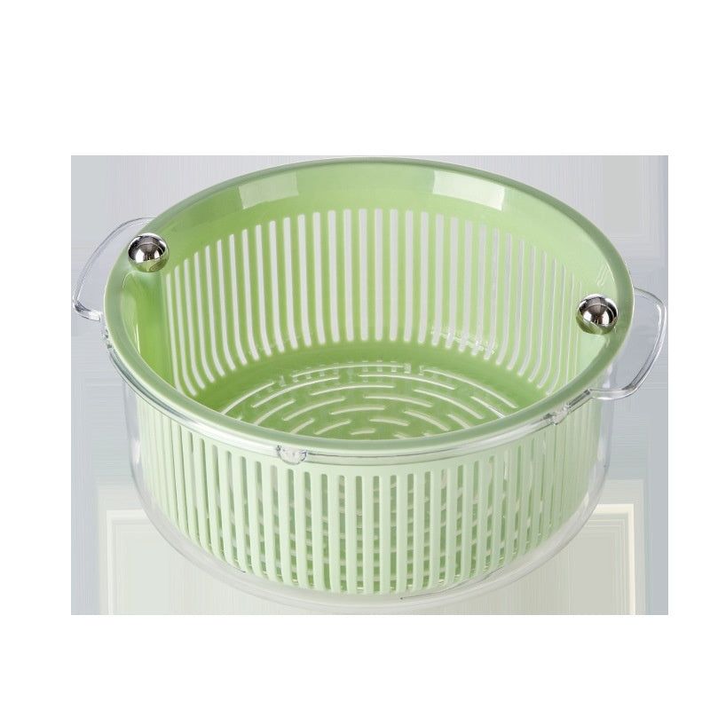 image-Drain Basket Salad Spinner - Cream White 28.5cm Manual 