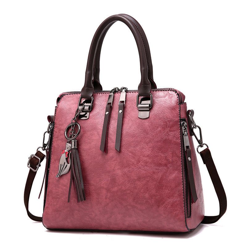 image-Shichen PU Handbag - Claret Large Capacity Messenger
