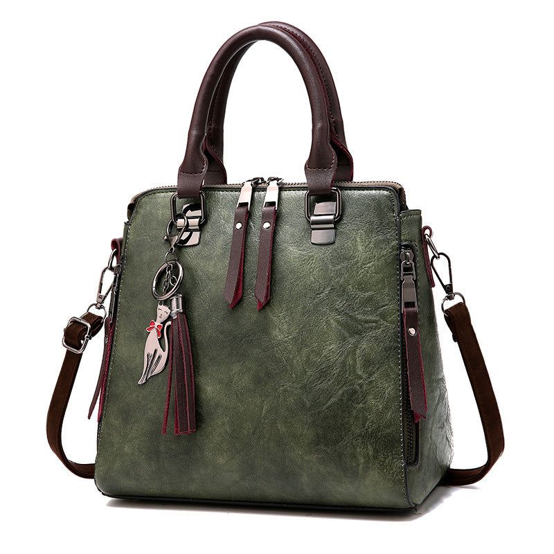 image-Shichen PU Handbag - Claret Large Capacity Messenger
