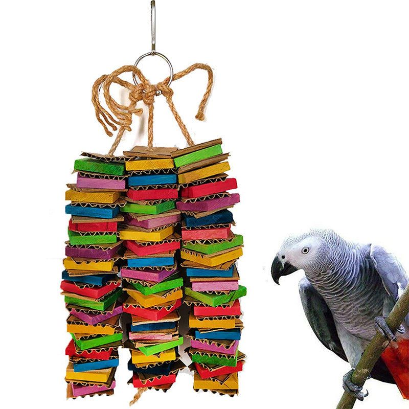 image-Parrot Gnawing Toy Wooden Building Blocks