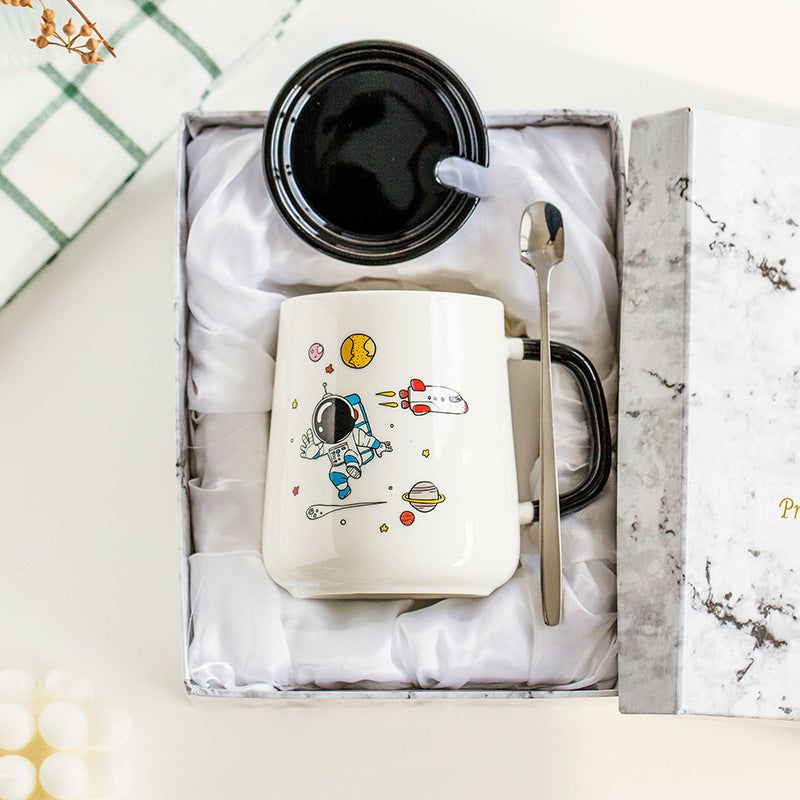image-Milk Creative Ceramic Coffee Cup - Cartoon Design, Microwave Safe, Round Shape