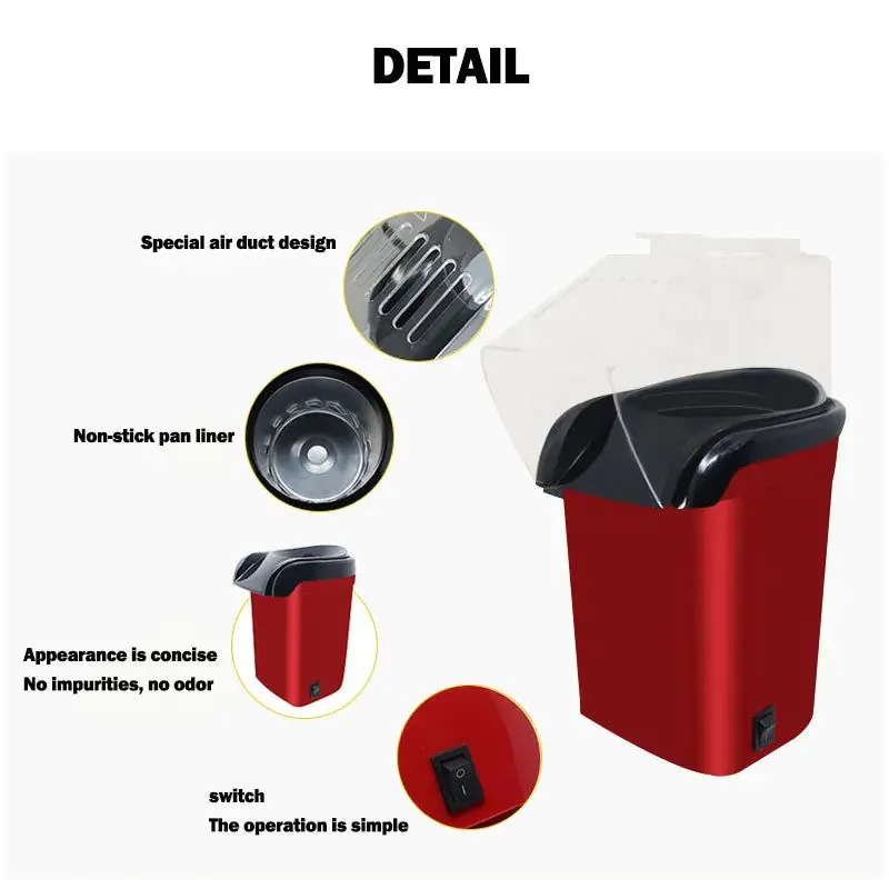 image-BALASHOV Electric Popcorn Maker 1200W Hot Air Machine