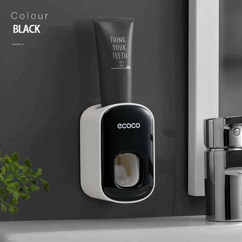 image-Wall Mounted Automatic Toothpaste Dispenser with Toothbrush Holder