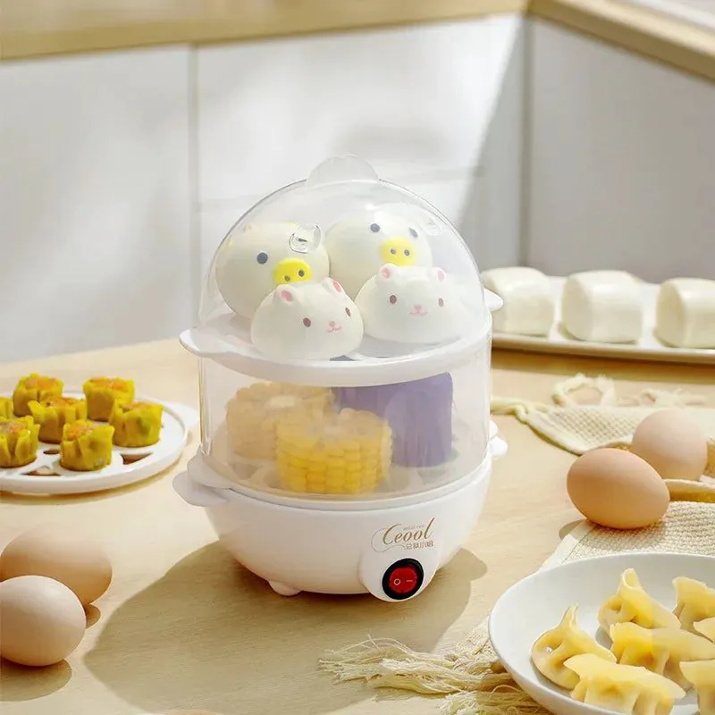 image-HAOYUNMA Electric Egg Steamer Double Layer Boiler 350W PA-611-1 