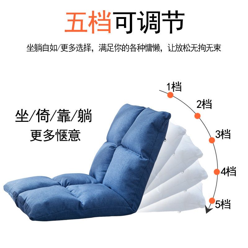 image-Floor Chair with Backrest - White Adjustable Folding