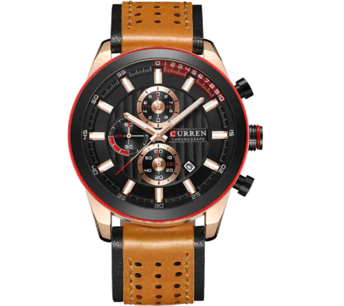 image-Men's Casual Business Watch with Alloy Case & Calendar - Black