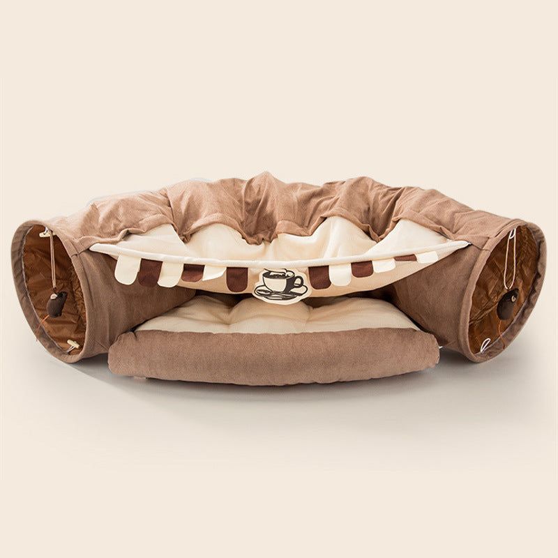 image-Collapsible Cat Tunnel Cloth Durable Washable 45x50x22
