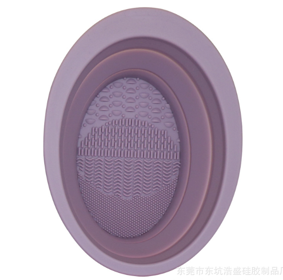 image-Silicone Cleaning Bowl - Oval Folding Scrub Pad