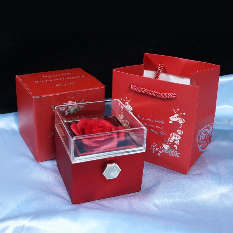 image-Rotating Rose Jewelry Box - Claret