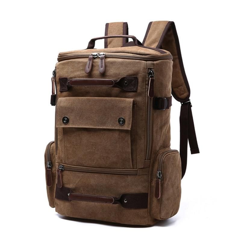 image-Large Canvas Casual Backpack - 46cm Unisex Shoulder Bag