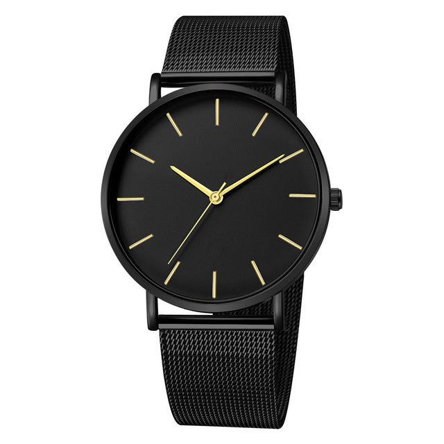 image-Geneva Men's Watch Ultra-Thin Mesh Strap