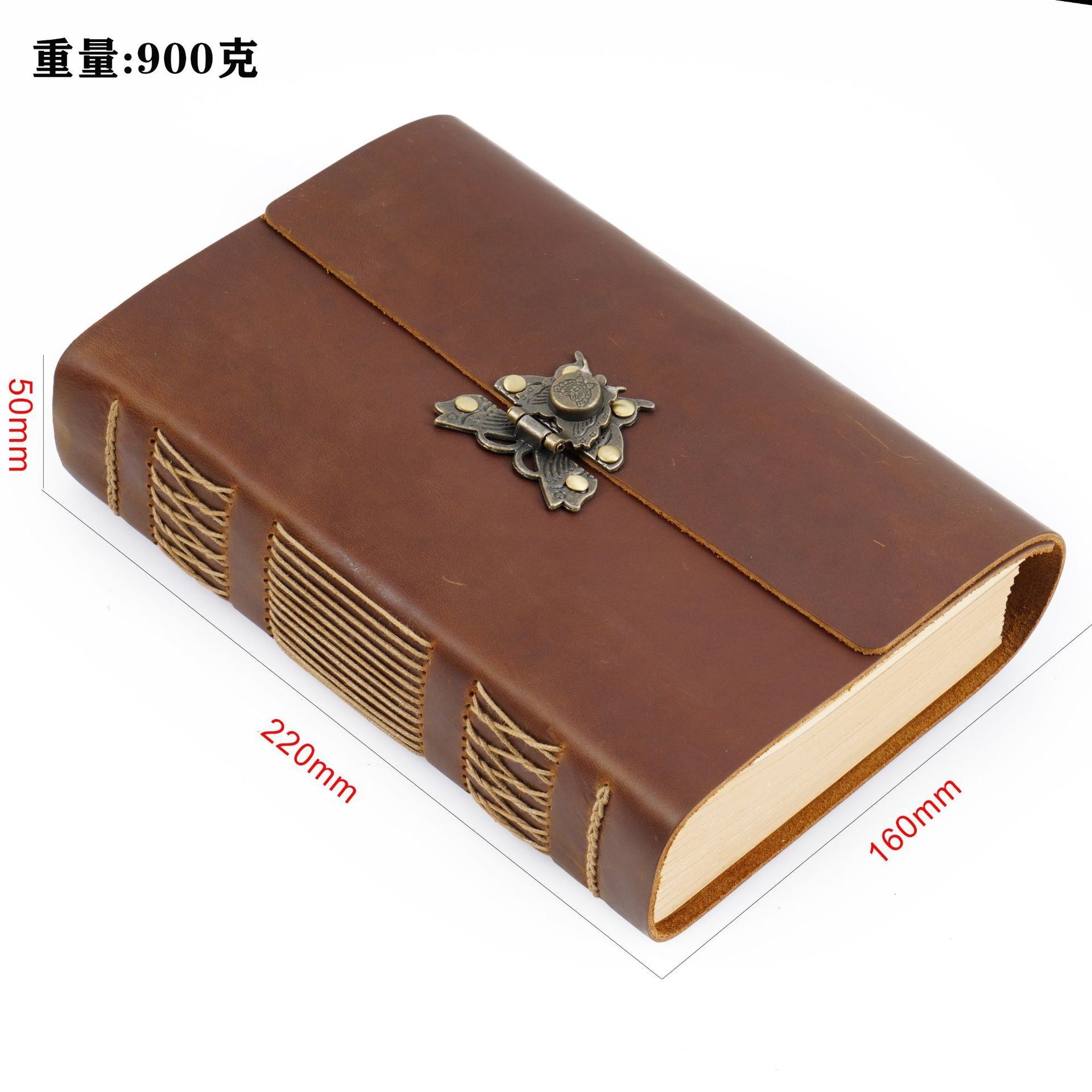 image-Handmade Cowhide Sketchbook - Retro Traveler Notebook