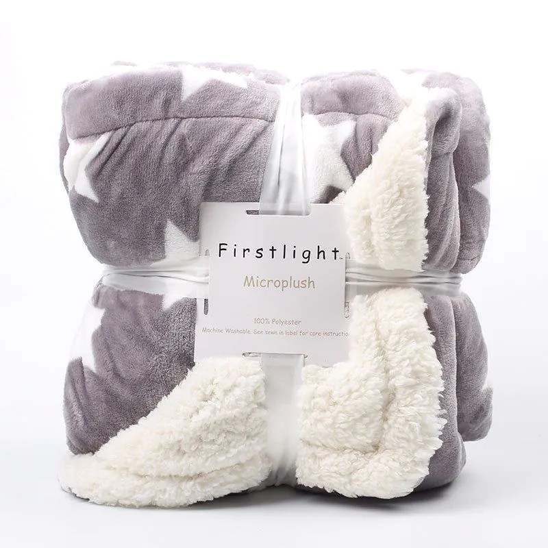 image-Polyester Lambskin Blanket - Floral Pattern