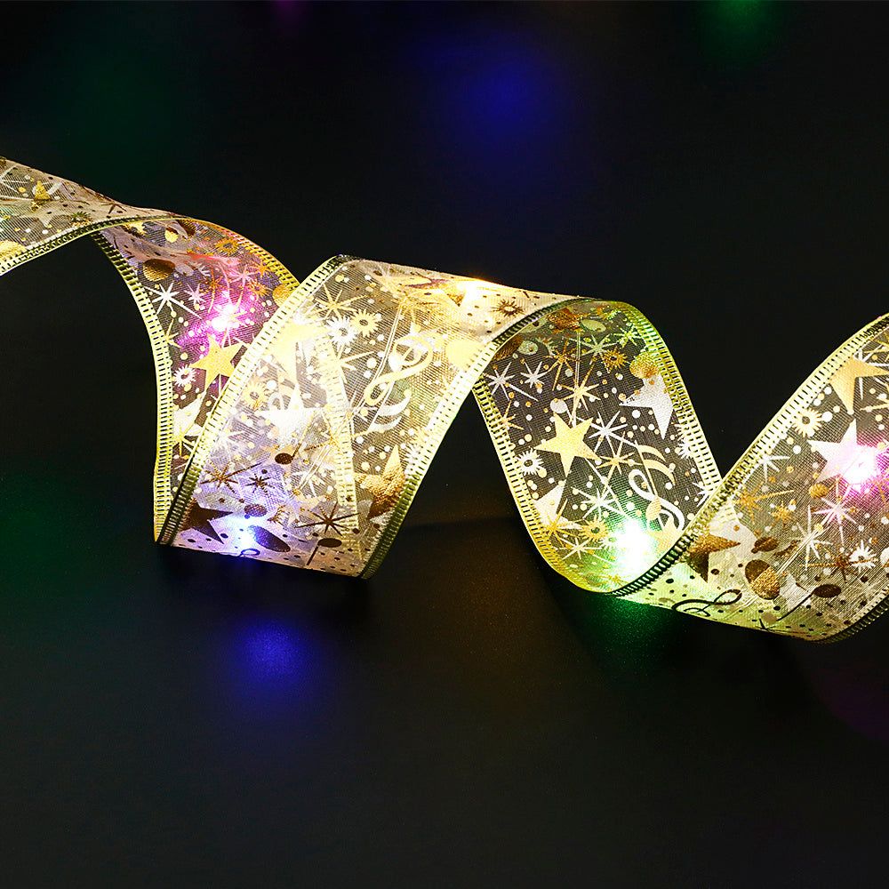 image-Fairy Lights String Christmas Ribbon Bow Tie