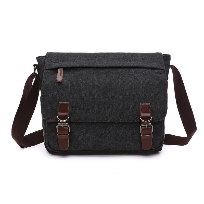 image-Canvas Business Messenger Bag - Vertical Square Crossbody Bag