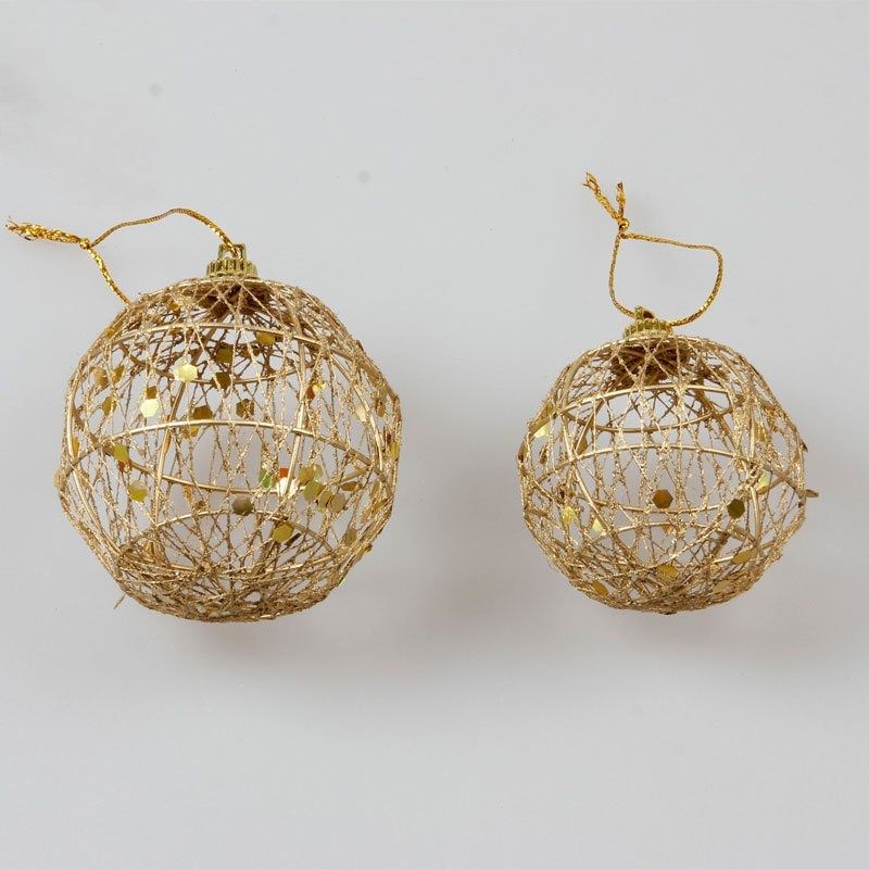 image-Gold Scaled Christmas Ball, Iron, 6 Sets 11pcs, 6cm & 5cm 