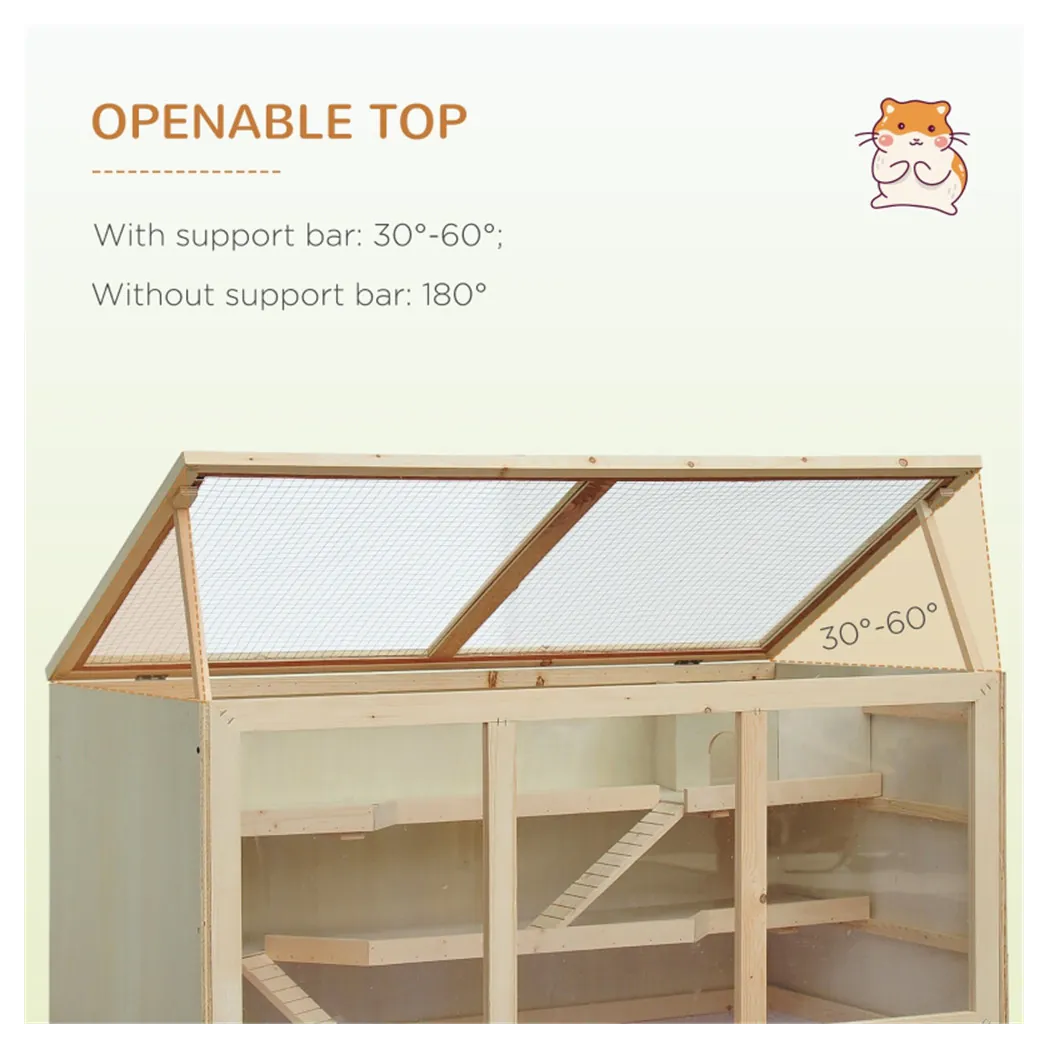 image-Wooden Hamster Cage - Natural 45" 