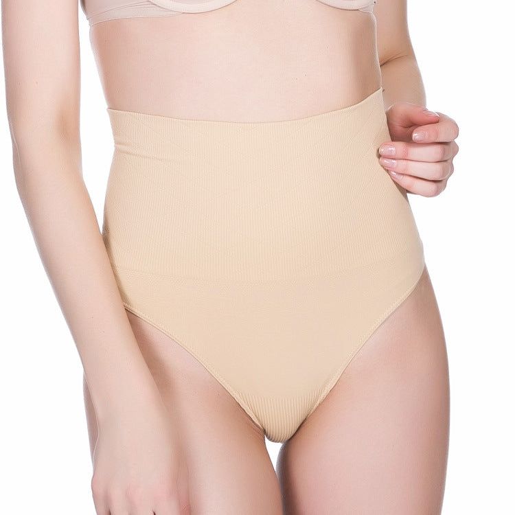image-Nylon Tummy Control Thong - Black Mid-Waist