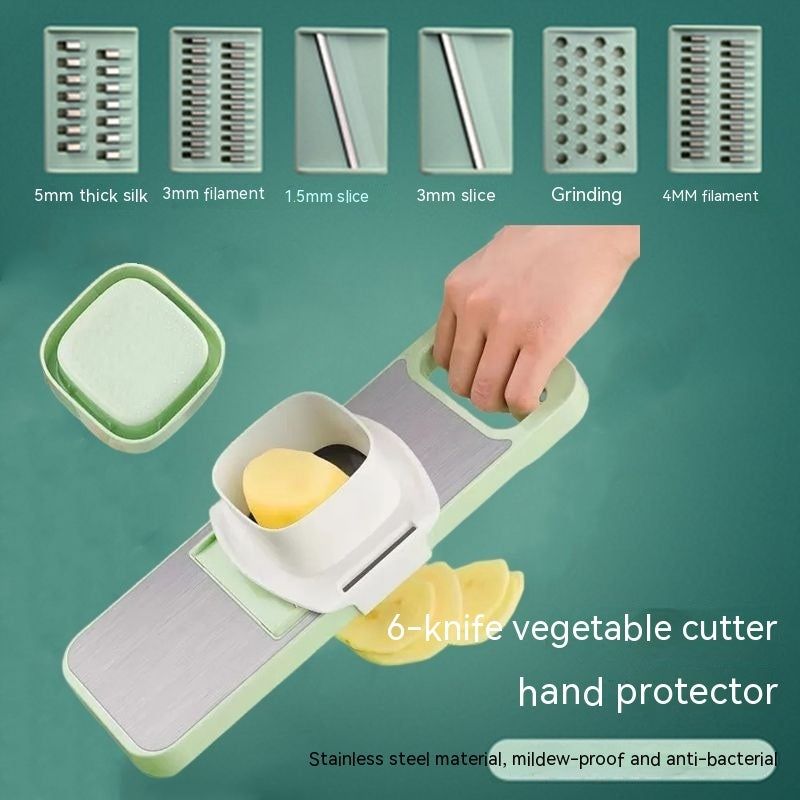 image-Multi-Function Stainless Steel Vegetable Chopper Grater - Avocado Green
