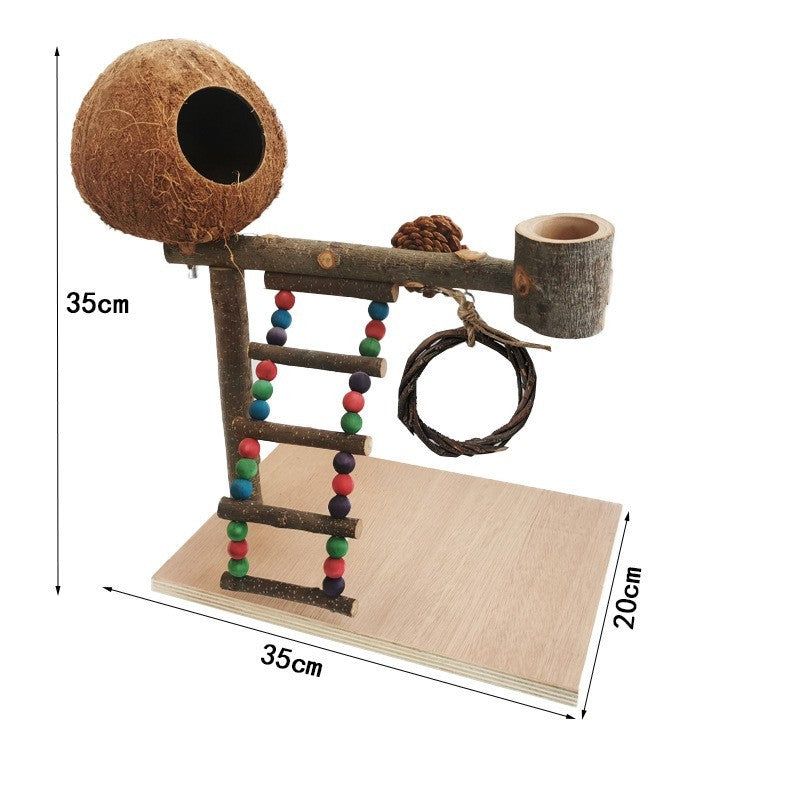 image-Solid Wood Bird Training Shelf for Parrot Toys - 23x32cm