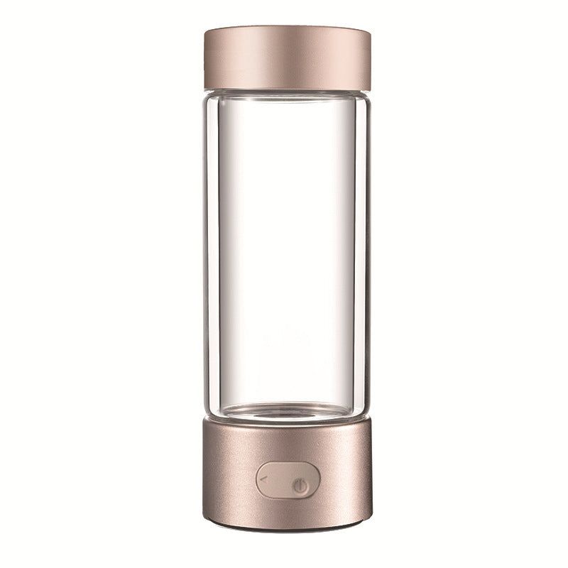 image-Electrode Hydrogen Water Cup - 300ml Borosilicate Glass, Gold/Silver