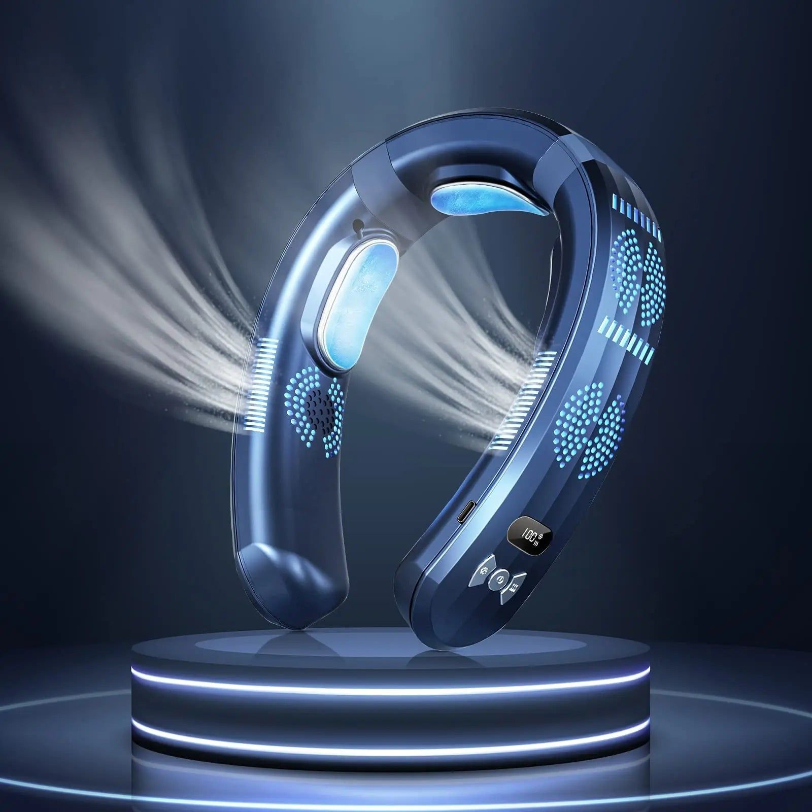 image-NNEOBA Wearable Neck Air Conditioner - Blue 6000mAh 