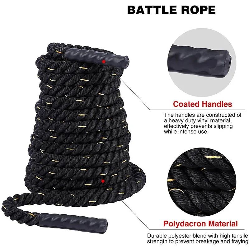 image-Weighted Jump Rope - 3m Polyester Heavy Fitness Training Rope
