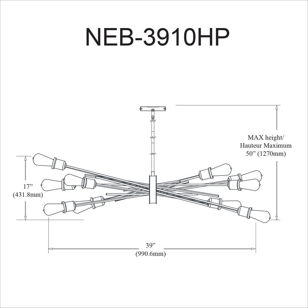 image-Dainolite Nebraska Pendant - Matte White - Horizontal - 10 Bulbs - UL Approved