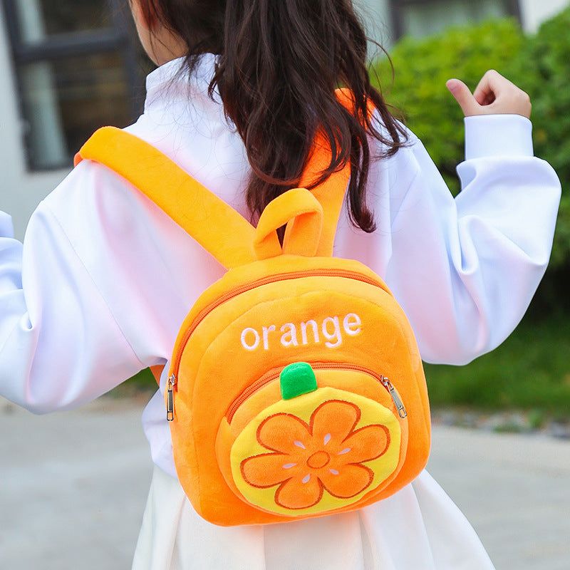 image-Kids Backpack 1-6 Years - Orange Fruit Pattern Cotton
