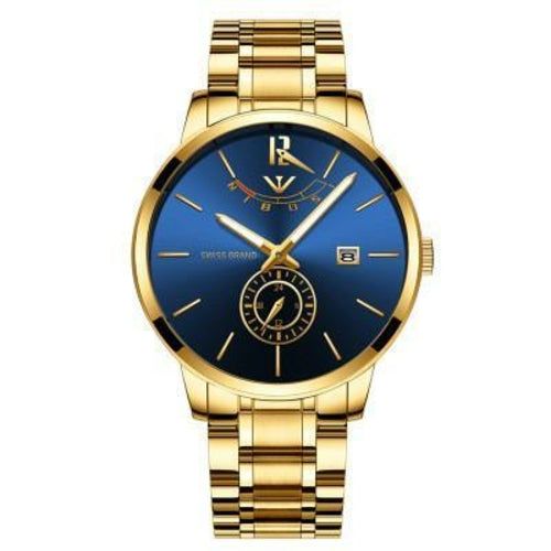 image-Stainless Steel Quartz Men's Watch - 47mm Round Dial