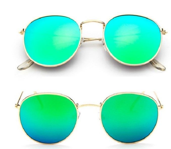 image-Women Retro Round Sunglasses - Gold Metal Frame