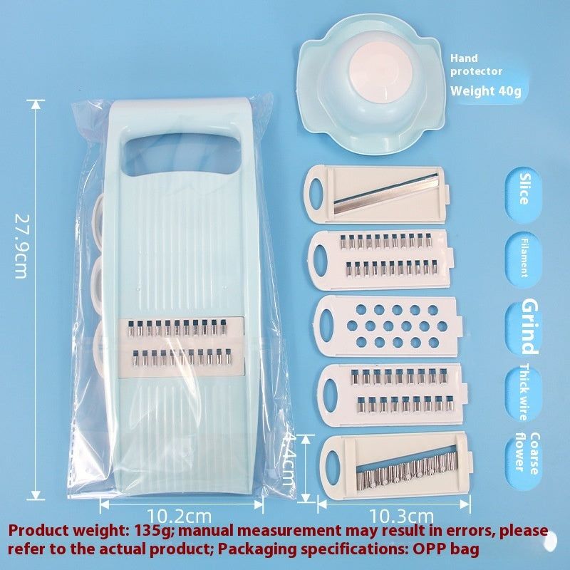 image-Kitchen Grater Multi-functional Slicer Hand Guard Blue