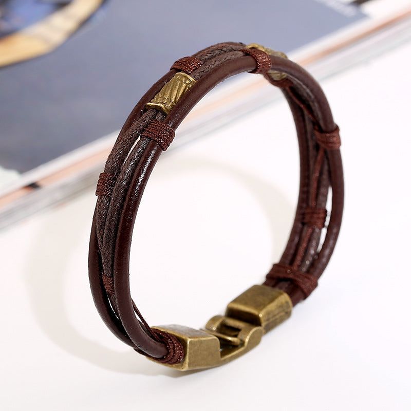 image-Leather Bracelet - Braided Geometric Unisex
