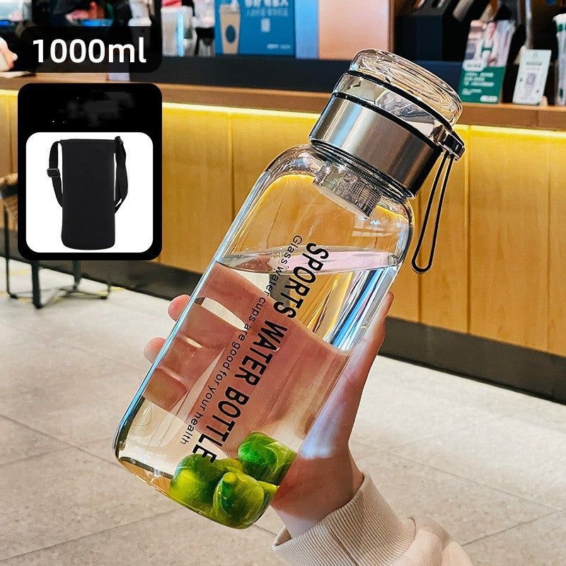 image-Large Capacity Borosilicate Glass Water Cup with Filter