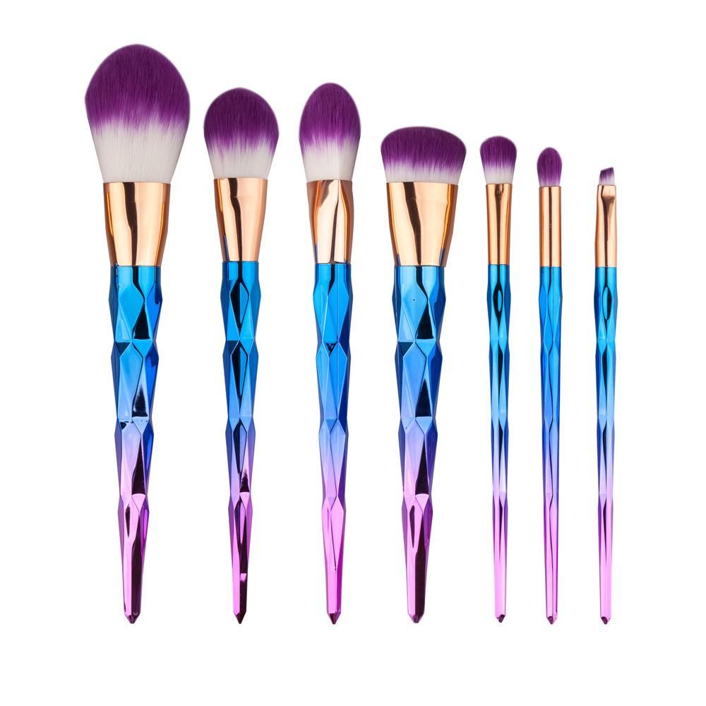 image-Rainbow Unicorn Makeup Brush Set - Soft Synthetic Bristles