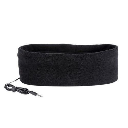 image-Sleep Headband Headphones with Sleep Mask - Soft Cotton Black
