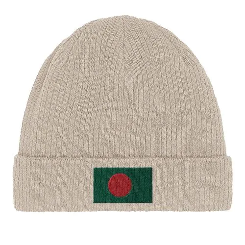 image-Bangladesh Flag Cotton Beanie - 100% Cotton Embroidered Hat 
