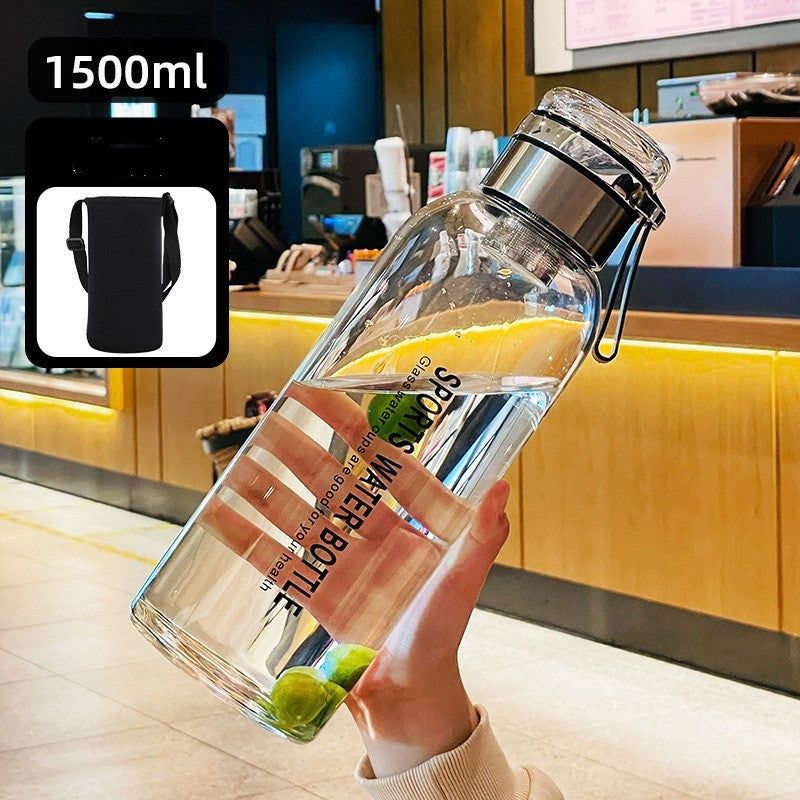 image-Large Capacity Borosilicate Glass Water Cup with Filter