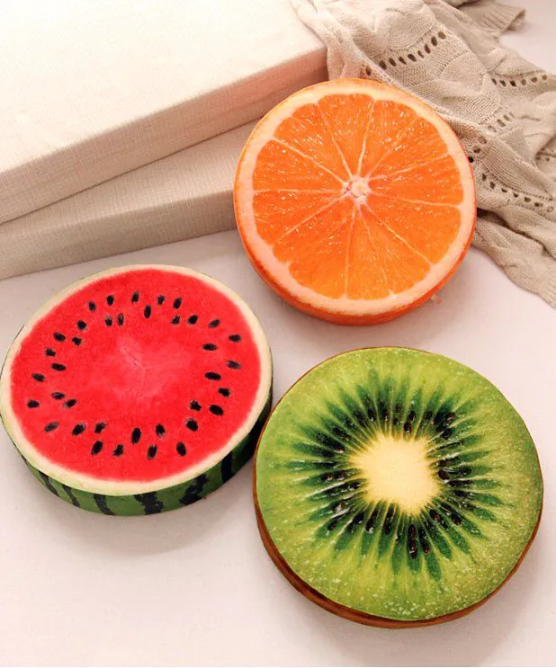 image-3D Fruit Decorative Chair Pillow - 38cm Round Sponge Cushion
