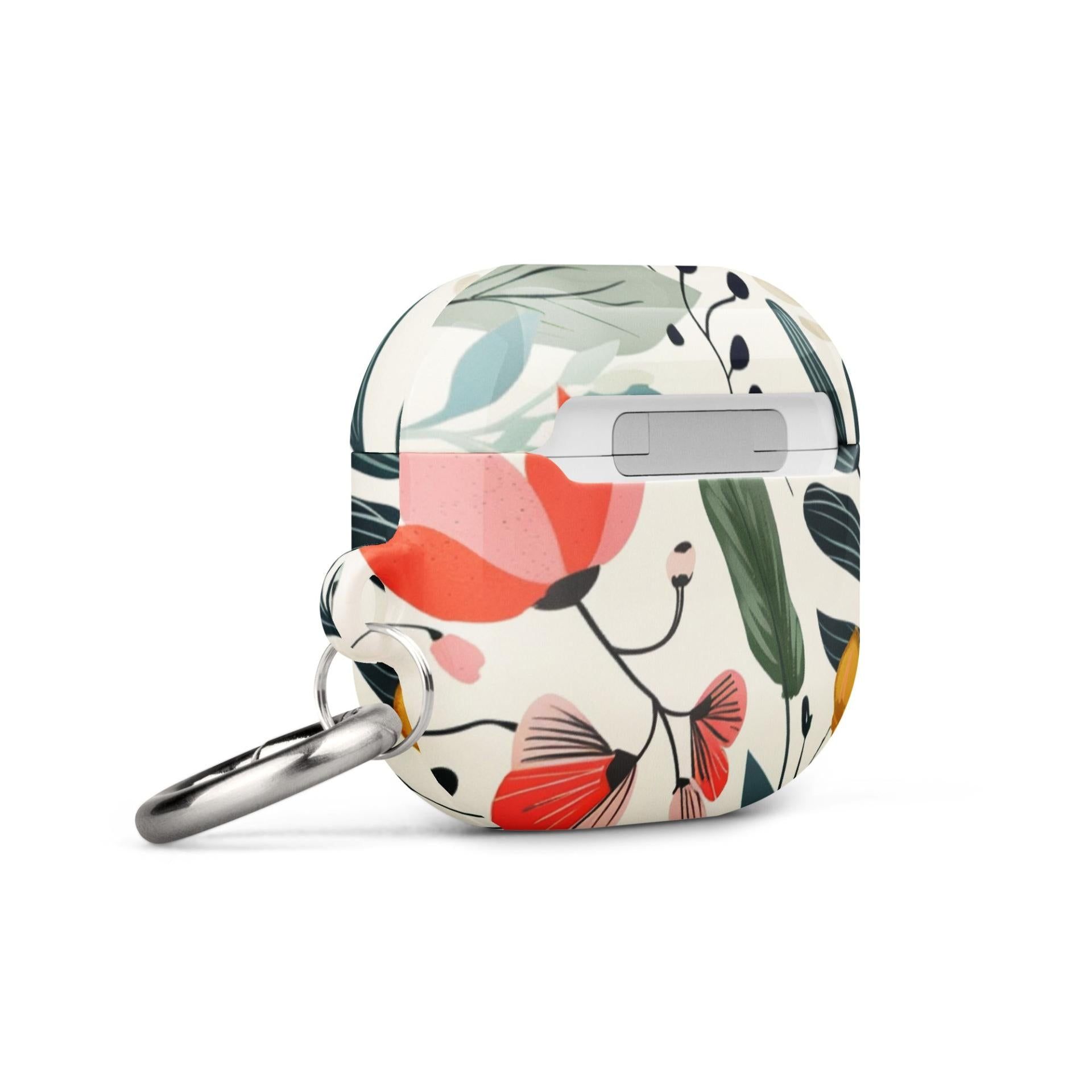 image-AirPods Botanical Leaves Case - Protective, Metal Carabiner, Scratch-Resistant