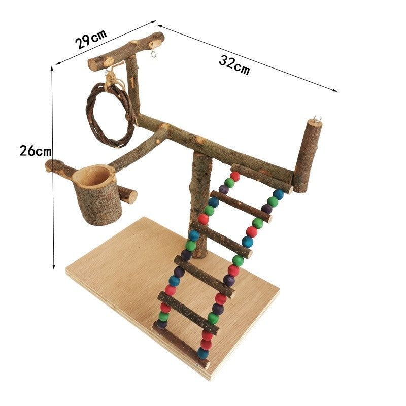 image-Solid Wood Bird Training Shelf for Parrot Toys - 23x32cm