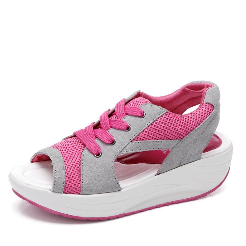 image-Women's Wedge Sandals - Mesh Canvas Moonlight