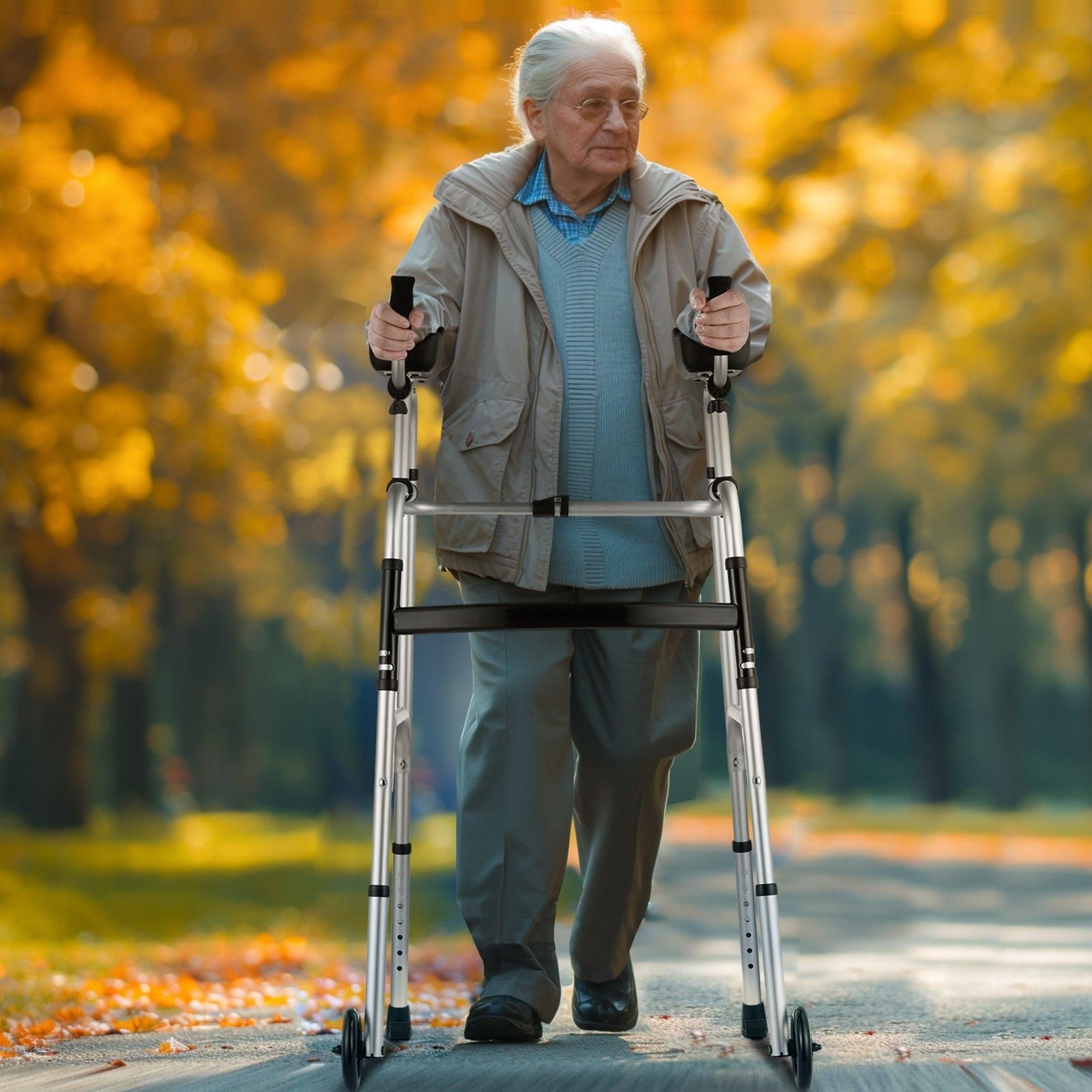 image-Vevor 2-in-1 Folding Walker with Armrest Pads - 450 lbs Capacity