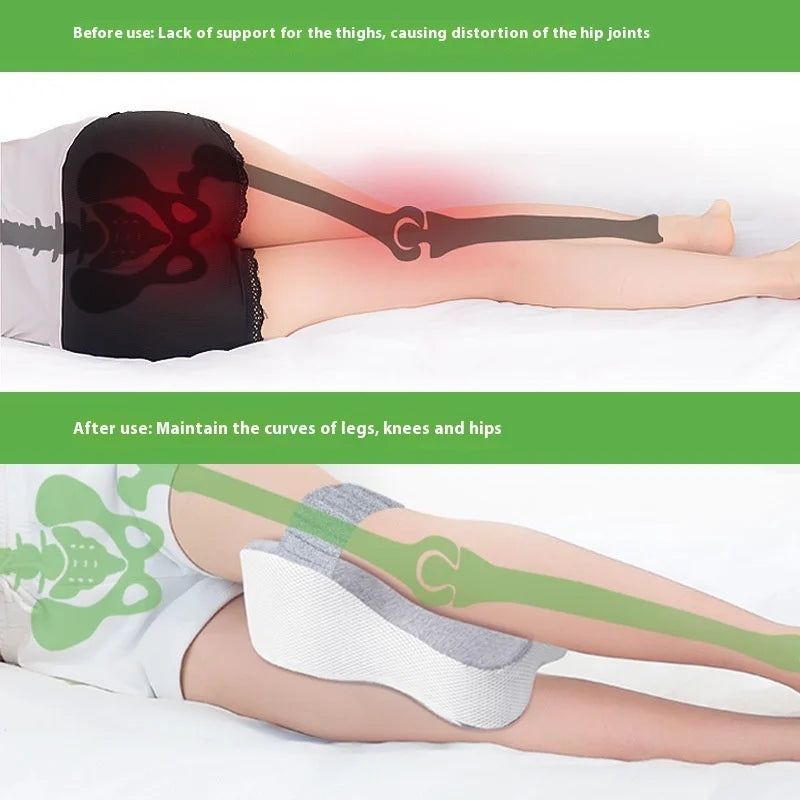image-Orthopedic Memory Foam Leg Pillow with Strap - Grey 100% Cotton Cover