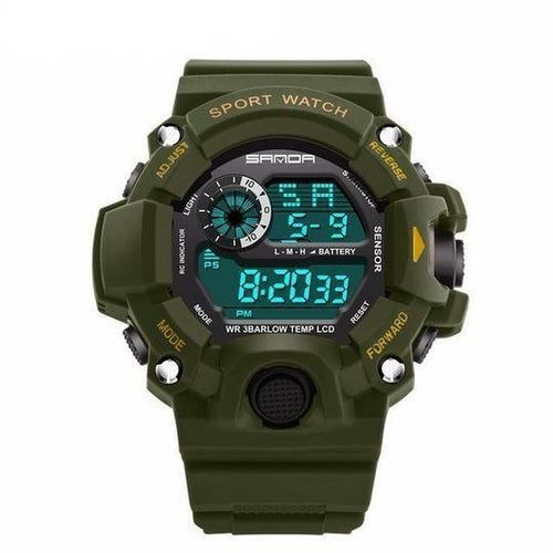 image-Men's Multi-Function LED Digital Sports Watch - Black Resin Strap