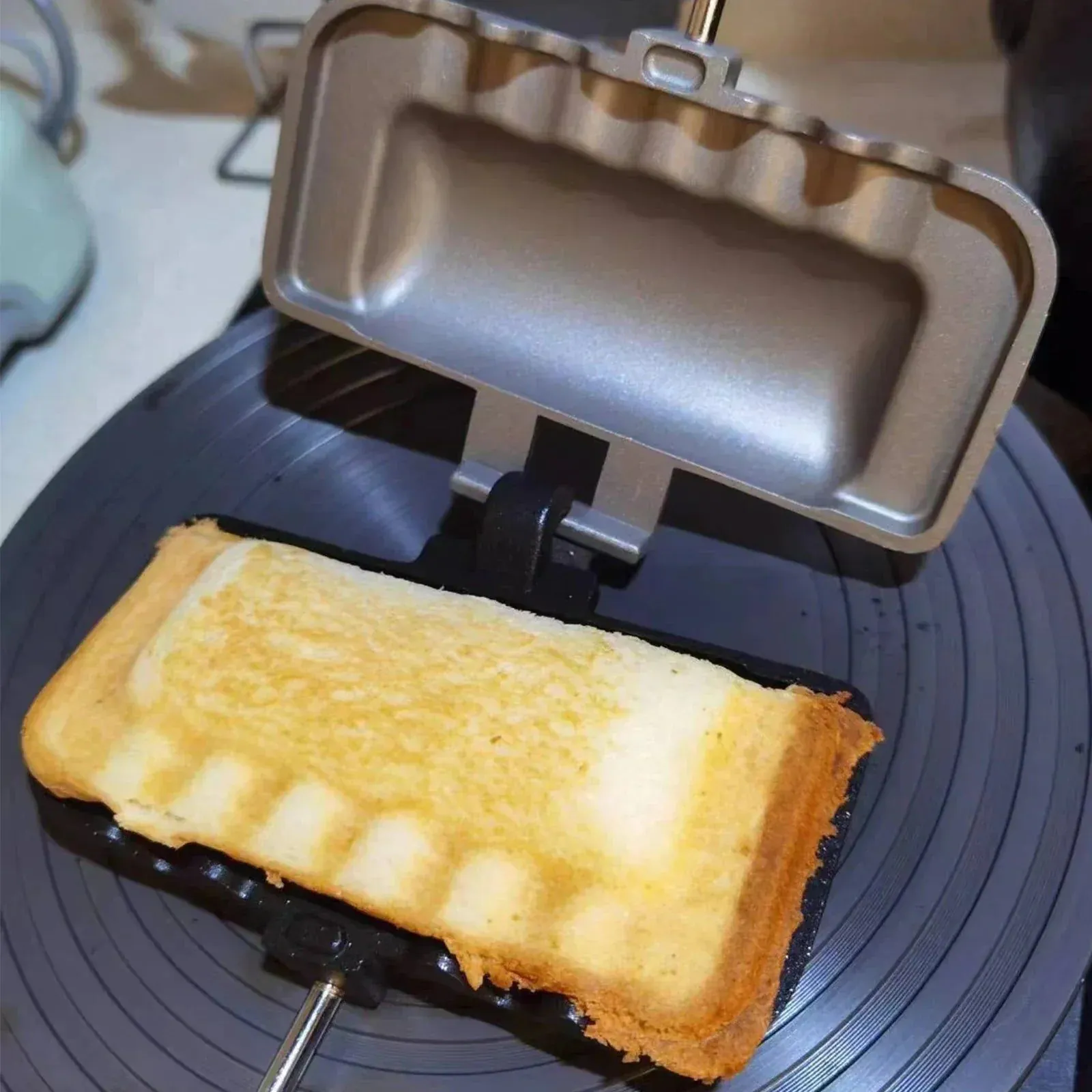image-Double-Sided Hot Dog Toaster and Sandwich Maker - Non-Stick