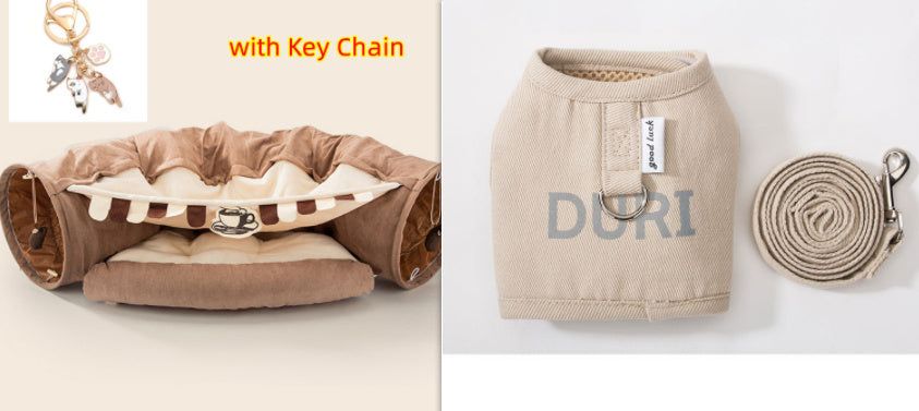 image-Collapsible Cat Tunnel Cloth Durable Washable 45x50x22