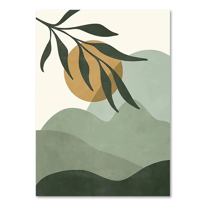 image-Green Decorative Spray Paint Plant Painting - Canvas 10x15cm